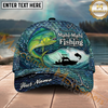 Maxcorners Fishing Teal Scale Ocean Boat Personalized Name 3D Cap (12 Fish Species)