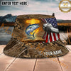 Maxcorners Fishing Patriotic Faith Camo Personalized Name 3D Bucket Hat (12 Fish Species)