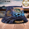 Maxcorners Fishing Navy Camouflage Sunset Boat Scene Personalized 3D Bucket Hat (13 Fish Species)