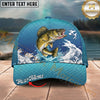 Maxcorners Fishing Japanese Wave Artwork Personalized Name 3D Cap (12 Fish Species)