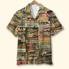 Maxcorners Personalized Rallying Car Hawaiian Shirt, Racing Magazine Pattern, Custom Photo Car Aloha Shirts (Up to 5 photos)