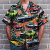 Maxcorners "Tropical Flowers" Personalized Muscle Car Hawaiian Shirt, Custom Photo Car Aloha Shirts (Up to 5 photos)