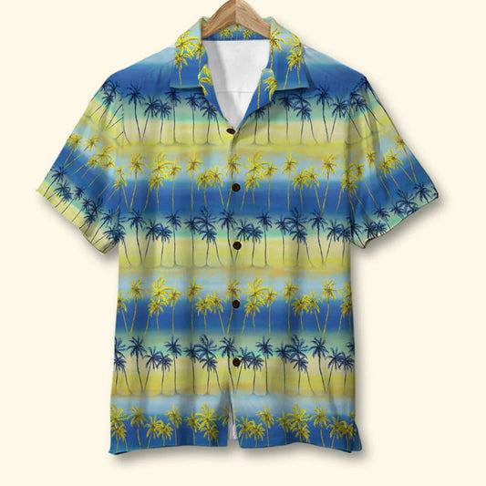 Custom Muscle Car Hawaiian Shirt, Seamless Tree Pattern