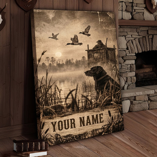 Maxcorners Duck Hunting Mallard Night Hunter Personalized Canvas Wall Art