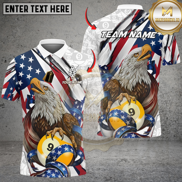 Maxcorners Billiards Ball 9 American Eagle Flag Patriot Personalized Shirt