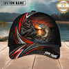Maxcorners Fishing Skull Angler Red Wave Personalized 3D Cap