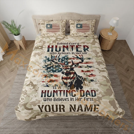 Maxcorners Hunting Hunter Hunting Dad Deer Design Bedding Set 3D Print Custom Name