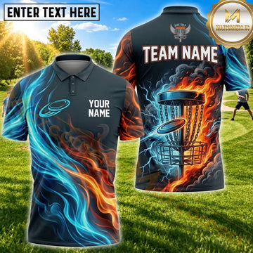 Maxcorners Disc Golf Fire Ice Basket Personalized Name 3D Unisex Shirt