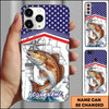 Maxcorners Fishing American Flag Nautical Sketch Style Personalized Name Phone Case (10 Fish Species)