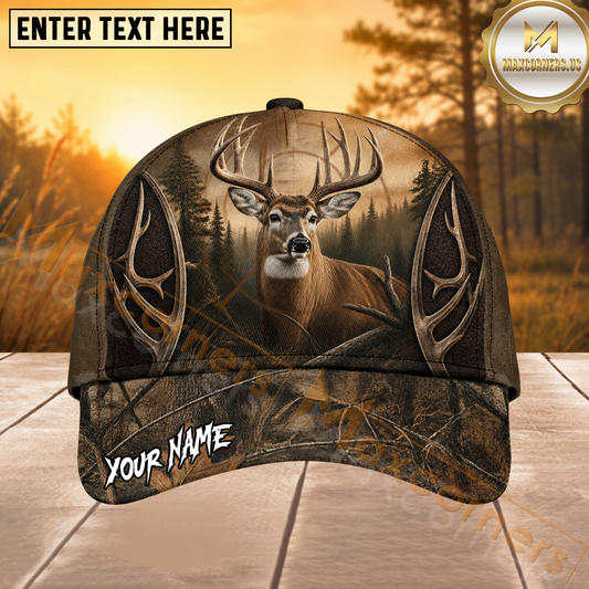 Maxcorners Deer Hunting Forest Personalized 3D Cap