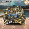 Maxcorners Fishing Camo Skeleton Water Splash Personalized Name 3D Cap (12 Fish Species)
