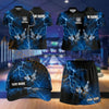 Maxcorners Bowling Lightning Bowling Pins Strike Design Personalized Team Sportswear Set - Polo Shirt, Cap & Skorts