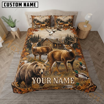 Maxcorners Bear Hunting Mountain Wilderness Custom Name 3D Bedding Set