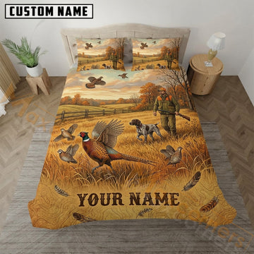 Maxcorners Pheasant Hunting Open Field Scene Bedding Set 3D Print Custom Name