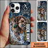 Maxcorners Duck Hunting Retriever Dog Blue Camo Duck Hunting Typography Personalized Name 3D Phone Case - German Wirehaired Pointer