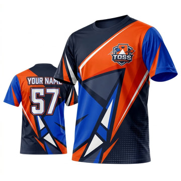Maxcorners Cornhole Sport Racing Orange Blue Personalized Name 3D Unisex Shirt