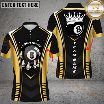 Maxcorners Billiard 8-Ball Pool Cue King Multicolor Personalized Name, Team Name 3D Unisex Shirt