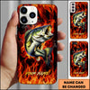 Maxcorner Fishing Fire Flame Background Personalized Name 3D Phone Case (10 Fish Species)