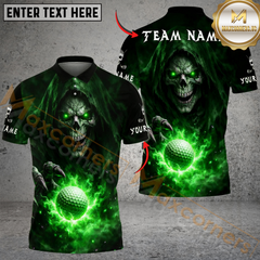 Maxcorners Grim Swing Golf Polo Customized Name, Team Name 3D Shirts (4 Colors)