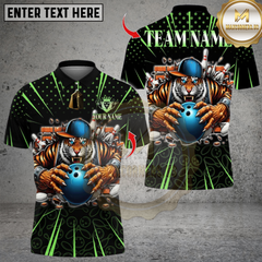 Maxcorners Cool Tiger Bowling Multicolor Customized Name, Team Name 3D Shirts