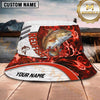 Maxcorners Fishing Red Flame Personalized Name 3D Bucket Hat (12 Fish Species)