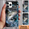 Maxcorners Black Teal Grunge Splash Personalized Name Phone Case (13 Fish Species)