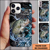 Maxcorners Black Teal Grunge Splash Personalized Name Phone Case (13 Fish Species)