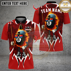 Maxcorners Billiard Flaming Cool 8 Ball Multicolor Customized Name, Team Name 3D Shirt