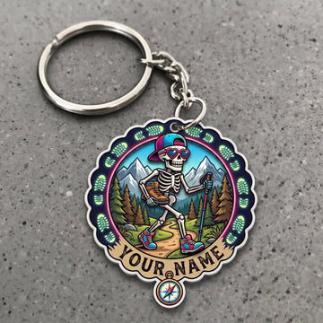 Maxcorners Hiking Skeleton Mountain Adventure Customized Name 3D Keychain And Ornament