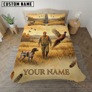 Maxcorners Pheasant Hunting Golden Prairie Bedding Set 3D Print Custom Name