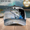 Maxcorners Fishing Green Scale Angler Silhouette Water Splash Personalized Name 3D Cap (12 Fish Species)