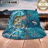 Maxcorners Fishing Aqua Camouflage Lace-Up Water Splash Personalized 3D Bucket Hat (13 Fish Species)