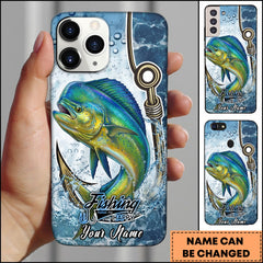 Maxcorners Mahi-mahi Fishing Phone Case Hook Line Ocean Bubble Design Personalized Name Phone Case