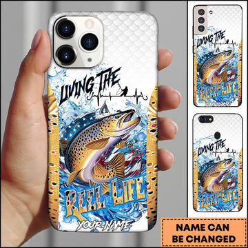 Maxcorners Brown Trout Fishing River Splash Art Personalized Name 3D Phone Case
