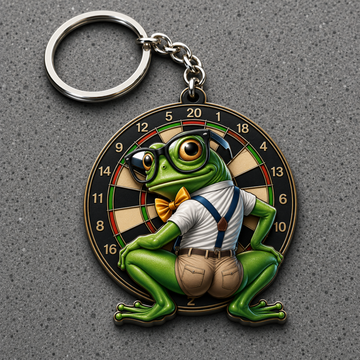 Maxcorners Darts Nerd Frog 3D Keychain And Ornament