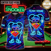 Maxcorners Billiards Wear Abstract Neon Mascot Multicolor Customized Name 3D Shirt