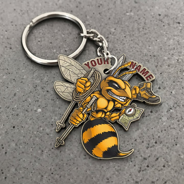 Maxcorners Hiking Funny Bee Outdoor Adventure Customized Name 3D Keychain And Ornament