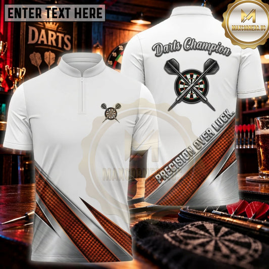 Maxcorners Darts White Silver Vintage Dartboard Arrow Personalized Name 3D Unisex Shirt