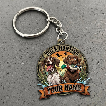 Maxcorners Duck Hunting Retriever Team Sunset Marsh Adventure Custom Name Gift 2D Flat Acrylic Ornament, Keychain