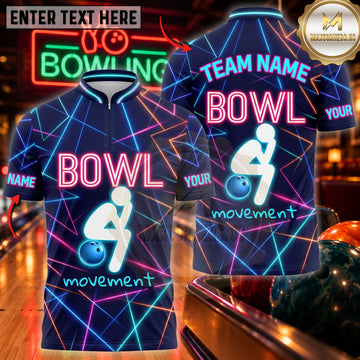 Maxcorners Bowling Bowl Movement Funny Bowling Typography Personalized Name 3D Unisex Shirt