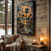 Maxcorners Moose Hunting Retro Sunset Forest Personalized Canvas Wall Art