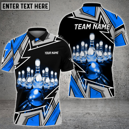 Maxcorners Bowling And Pins Premium Super Multicolor Option Customized Name 3D Shirt