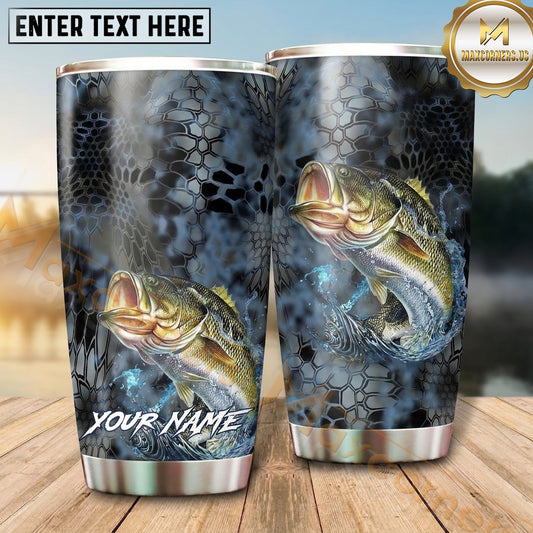 Maxcorners Fishing Tumbler Gray Smoke Scale Texture Design Personalized Name Tumbler (13 Species)