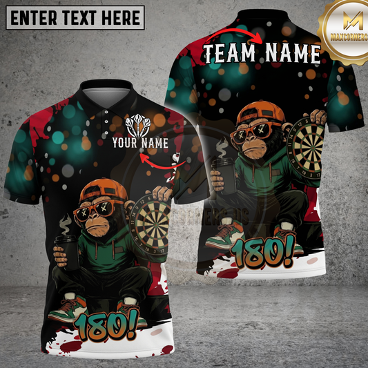 Maxcorners Darts Gorilla Streetwear 180 Graphic Multicolor Options Personalized Name, Team Name 3D Shirt (4 Colors)