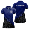 Maxcorners Men’s Custom Darts Team Shirt With Navy Pattern & Black Dartboard, Darts Jersey LM2404