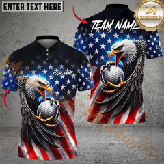 Maxcorners Patriotic Eagle Golf Polo Customized Name, Team Name Shirts