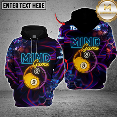 Maxcorners Billiard Mind Game Neon Style Personalized Name 3D Unisex Shirt