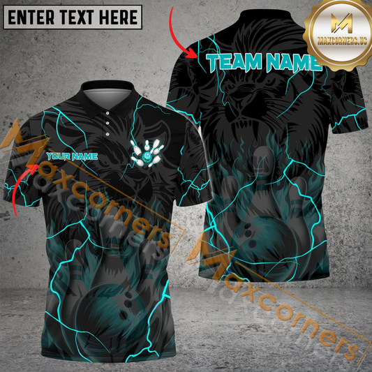 Maxcorners Thunder Bowling Jersey Multicolor Option Personalized Name, Team Name 3D Polo Shirt