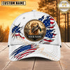 Maxcorners Dog Hunting And Duck White American Flag Hunting Dog Badge Personalized Name 3D Cap