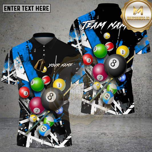 Maxcorners Billiards Shirt Pool Balls Red Black Abstract Multicolor Options Personalized Name, Team Name 3D Shirt (4 Colors)